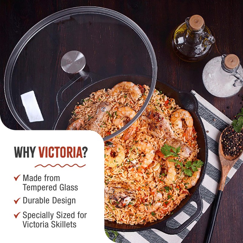 12.1-Inch Glass Lid for Victoria Round 13-Inch Cast Iron Skillet