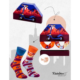 Rainbow Socks - Women's Men's Kick Scooter Socks Box - Novelty Gift for Fans of Outdoor Sports - 1 Pair, KSCOOTER