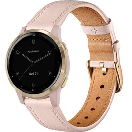 Issinlky Genuine Leather Strap Compatible with Garmin Venu 2S/Venu 3S, Vivoactive 4S, Garmin Vivoactive 3S, 18 mm Bracelet for Fossil Women's Gen 5E 42 mm, Gen 6 42 mm, Fossil Q Venture Gen 3/Gen 4