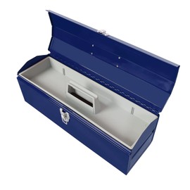 BIG RED 19" Torin Hip Roof Style Portable Steel Tool Box with Metal Latch Closure and Removable Storage Tray, Blue