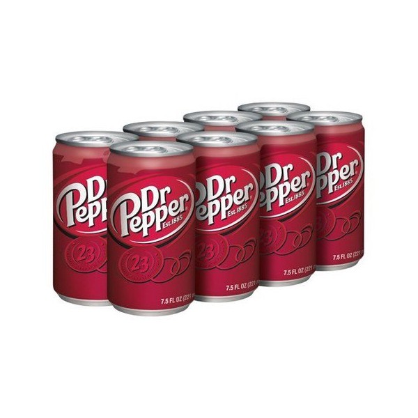 Dr Pepper Soda 7.5oz Small Slim Mini Cans 3/8 Packs (24 Cans) (Choose Flavor Below) (Original)