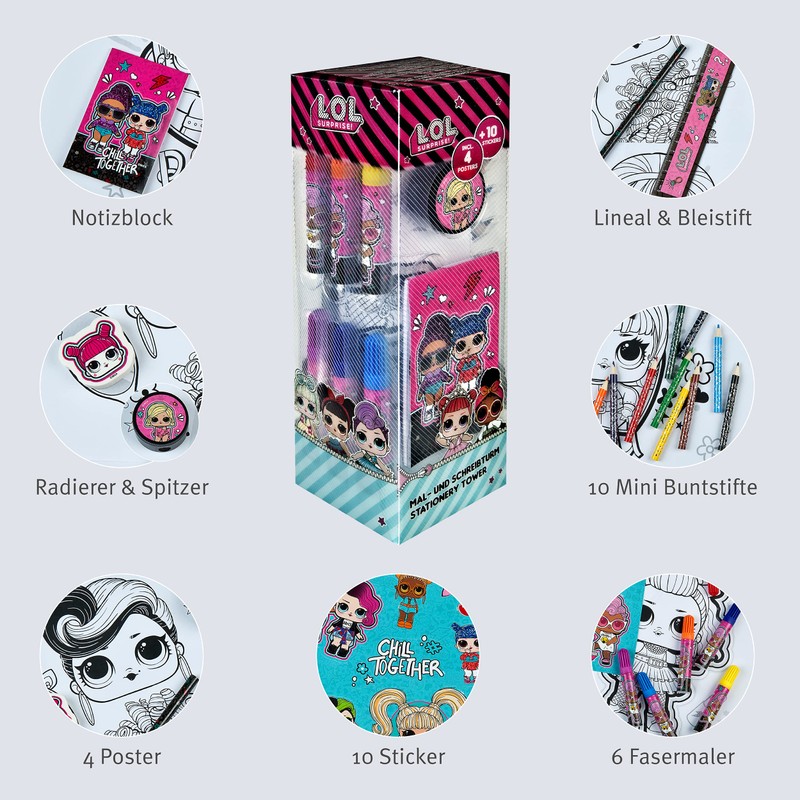 Undercover LOLO2255 LOL Surprise Painting and Writing Tower 35-Piece Multi-Coloured