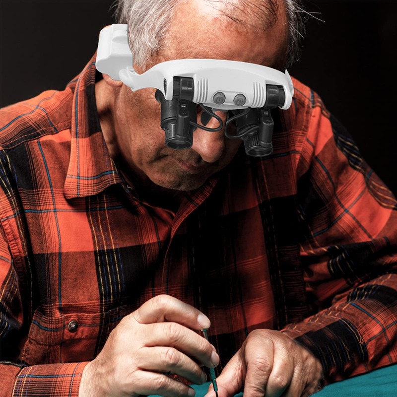 Hands Free Head Magnifying Glasses, Magnifier with Light, 1X, 2X,