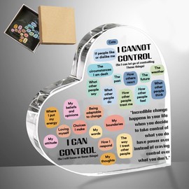 ORIGACH Things I Can Control Mental Health Awareness Gifts for Women Men, Mental Health Reminders Acrylic Heart Desk Decor for Therapy Office, Counselor Office, Classroom, Therapist Office