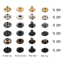 Lemonfilter 120 Sets Snap Fasteners, Metal Snaps Button Canvas Snaps Kit Press Studs with Punch Pliers and 4 Pieces Fixing Tool Kit for Clothes Craft Repairs Decoration, 6 Colors