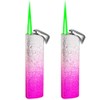 2 PACK Pink Jet Flame Lighter,Refillable Butane Lighter,Cool Jet Torch
