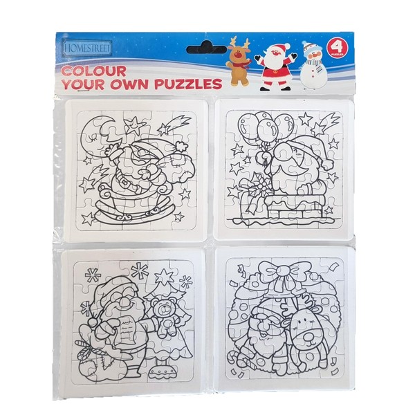 Homestreet Christmas Colour Your Own Puzzles, Set of 4 Jigsaw