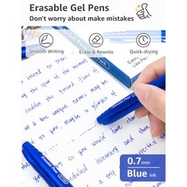 KERIFI Erasable Ballpoint Pen, Rollerball Pen, 8 Blue, 0.7 mm Rollerball Pen, Erasable Gel Pen, Eraser Pen for School Supplies, Office Supplies,
