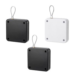 HENGXIA 3 Pack Multifunctional Punch-Free Automatic Sensor Door Closer, Residential Commercial Auto Door Closer with Steel Drawstring (Black & White, Stainless Steel Square)