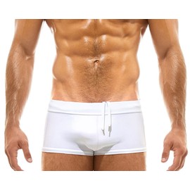 FEOYA Printed Swim Briefs for Men Summer Surf Bathing Boxer Shorts Bikini Beach Board Trunks Vintage Elastic Mesh Side Swimwear with Removable Pad