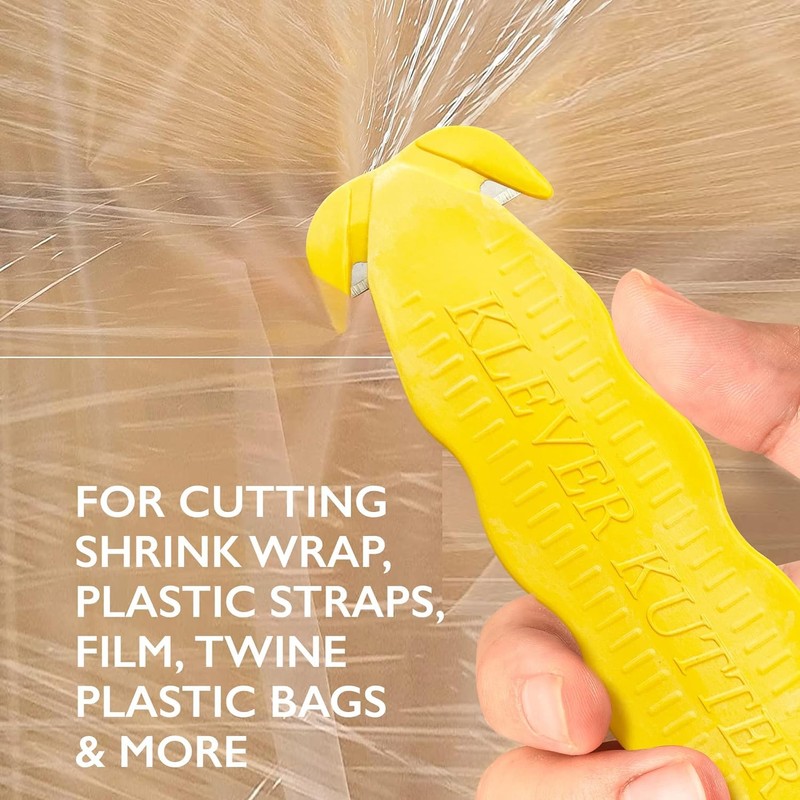 Klever Kutter KCJ-1Y Safety Box Cutter, 5 Count, Yellow