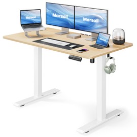 Marsail Electric Standing Desk,Adjustable Height Stand up Desk, 40 * 24 Inch Home Office Furniture Computer Desk, 4 Memory Preset with Headphone Hook, Cable Organizer, Maple