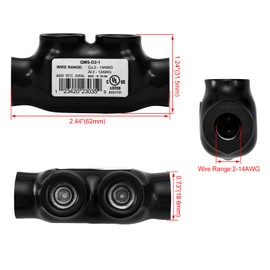 Heschen 2 Pcs Insulated Multi-Tap Connectors, #2, 2 Port, Rated Up to 600V, Dual Sided Entry Cable Splicers, Electrical Power Wire Terminal Connectors, QMS-D2-1