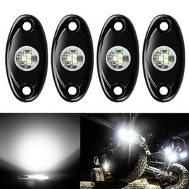 Ampper 4 Pods LED Rock Lights, LED Neon Underglow Waterproof Light for Car Truck ATV UTV SUV Offroad Boat Underbody Glow Trail Rig Lamp (White)