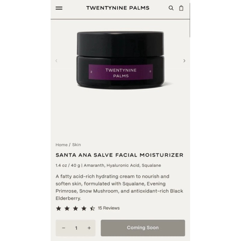 Twentynine Palms 29 PALMS MOISTURIZER - Santa Ana Salve Moisturizer