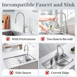 2 Pcs 40x12 cm Silicone Faucet Mats for 3.5-6cm Faucets Handle Drip Catcher Tray Faucet Sink Splash Guard Drying Mat for Kitchen Bathroom Counter Drying Pad Faucet Draining Pad (Grey)