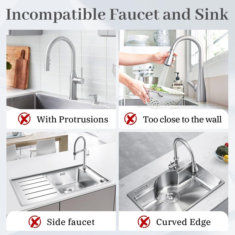 2 Pcs 40x12 cm Silicone Faucet Mats for 3.5-6cm Faucets