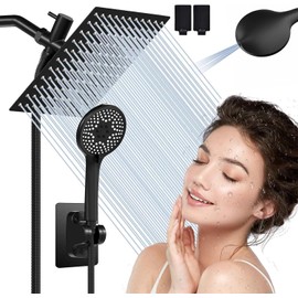 Airlex Shower Head 10'' Rain Shower Head with Handheld Spary, High Pressure Rainfall Showerhead and 4 Modes Handheld Shower Heads Built-in Power Wash with 71 Inch Stainless Steel Hose