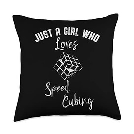 The Melting Cube - Competitive Speed Cubing Merch Just A Girl Who Loves Speed Puzzle Cube Youth Math Throw Pillow, 18x18, Multicolor