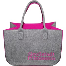 WORTGEFECHTE Felt Bag with Funny Sayings for Firewood Shopping Bag Newspaper Basket Shopper Felt Foldable Firewood Bag Felt Basket, gray