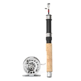 Mini Lightweight Portable Outdoor Metal Ice Fishing Wheel Reel with Wooden Handle Rod AccessoryIce Fishing Set Without Guides