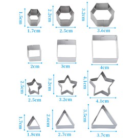 XCOZU 24 Pieces Stainless Steel Cookie Cutters Set, Fondant Cookie Cutters, Cookie Cutter, Cookie Cutter, Christmas Baking Accessories, Star, Round, Heart, Triangle, Flowers, Geometry