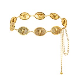 MILAKOO Western Metal Concho Belt for Women Oval Cowgirl Chain Belt Adjustable Boho Waist Chain Country Concert Outfit for Dress Bag Decor, D2-115cm/45.27''