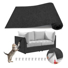 118"x15.8" Cat Climbing Wall Furniture Protector Carpet Mat, Cat Scratch Couch Furniture Protector, Adhesive Scratching Pad for DIY Cat Tree Shelf Couch Corner Post Replacement (Black)