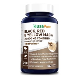 Maca Negra, Roja Y Amarilla (180 Cápsulas) Hecho En Usa