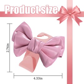 Zpana Car Purse Hooks, 2PCS Cute Bow Vehicle Seat Headrest Hanger for Bags, Space Saving Automotive Back Seat Storage Hanging Holder Decor Accessories, Universal for SUV, Sedan, Truck(Pink)