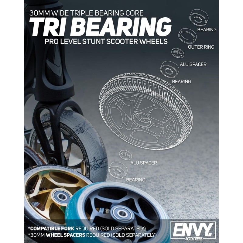 Envy Scooters 120mm x 30mm TRi Bearing Wheel Pair -