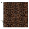CafePress DAMASK2 Black Marble & Brown Wood (Decorative Fabric Shower
