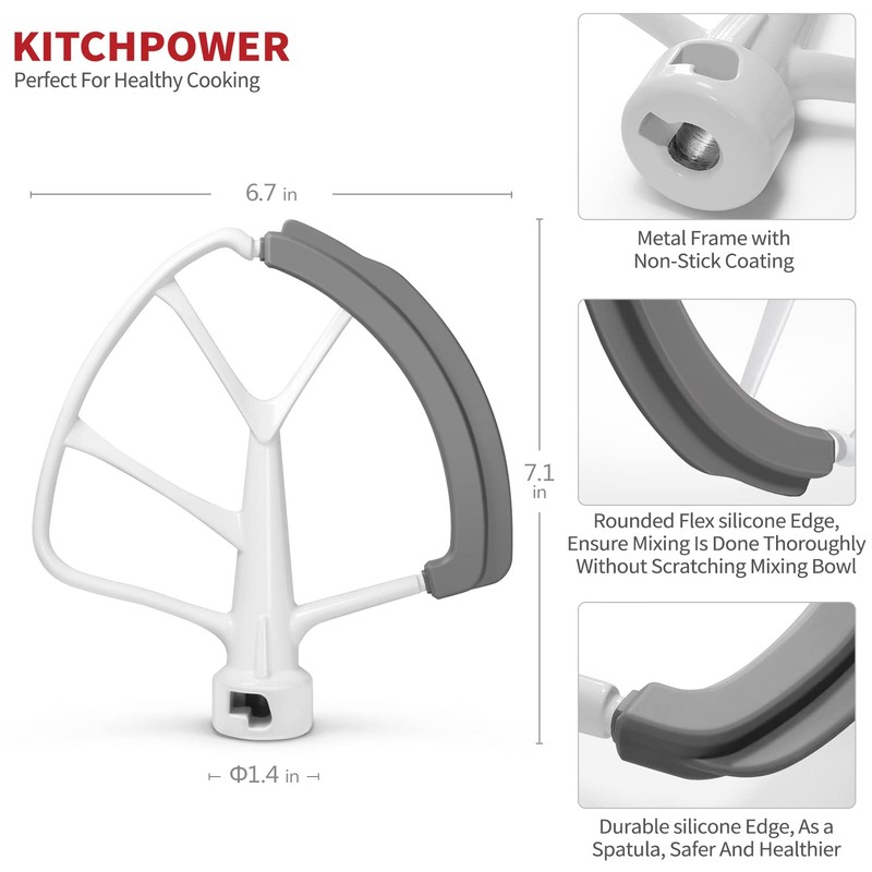 KITCHPOWER 6 Quart Flex Edge Beater for KitchenAid Bowl-Lift Stand