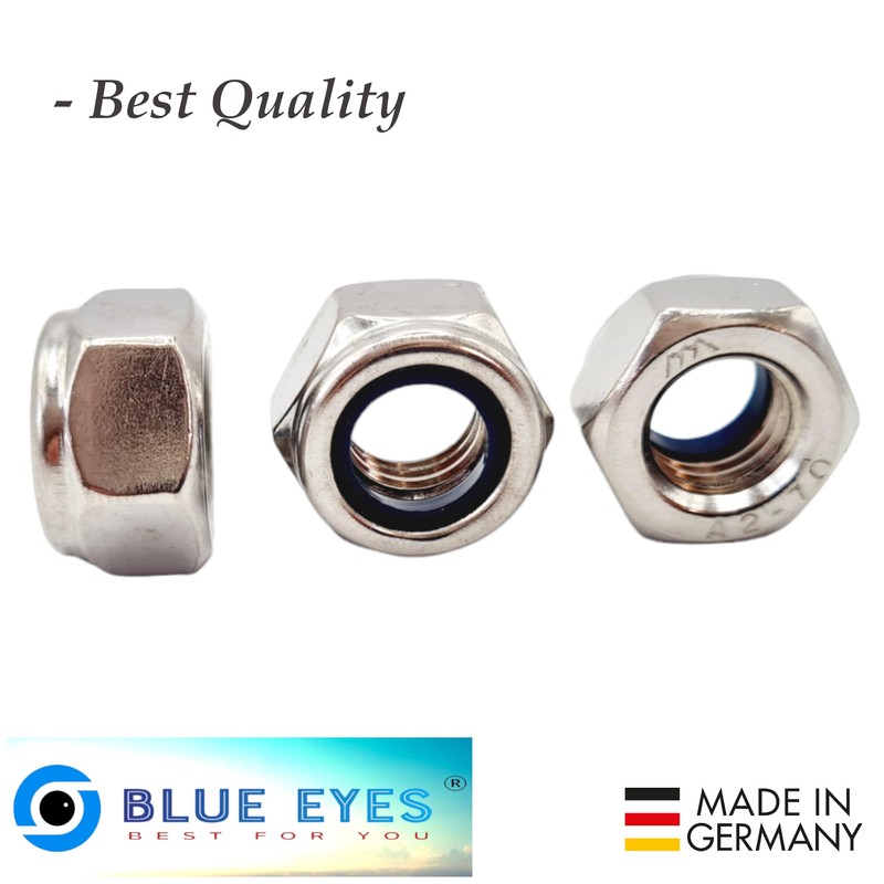 Blue Eyes Locking Nuts DIN985 Stainless Steel Hex Nuts Standard