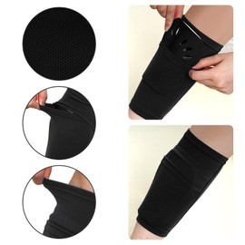 Kids Youth Soccer Shin Guards with Sleeves Boys Girls Adults Soccer Shin Guards and Sleeves with Insert Pocket for Football Soccer Basketball Sport Training (Black, Medium)