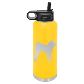 Akita Dog Insulated Water Bottle | Stainless Steel | Akita Dog Lover | Akita Gifts (32 oz, Yellow)