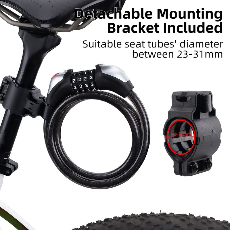 ROCKBROS Bicycle Lock Cable Lock High Security Level 4 Digit