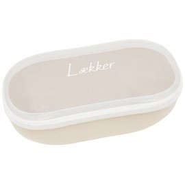 Yellow Studio Lækker Oval 1-Tier Lunch Box with Lunch Belt, Made in Japan, Off-White