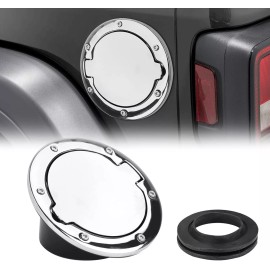 Parfyter Fuel Filler Door Cap Electroplate Silvery Gas Cover Cap Compatible with Jeep ...