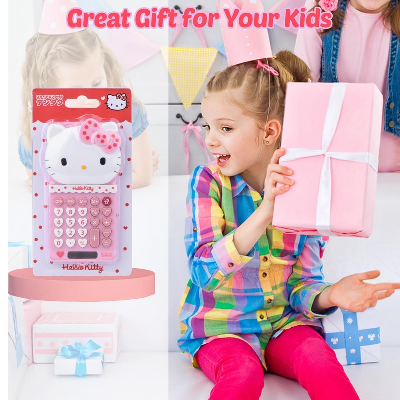 Cute Kids' Mini Calculator - 5.9 x 2.6in, LCD Display,
