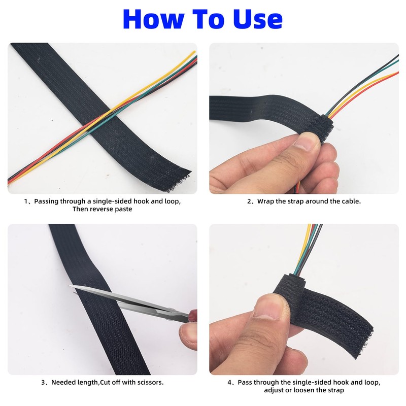 adjustable cable straps,with buckles,reusable cable ties,free cut length,hook and loop
