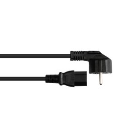 Good Connections P0150-S007 Power Cable, 0.75 m, Earthing Contact Plug Type E+F (CEE 7/7, Angled) to C15 Warming Device Socket (Straight), Heating Device Cable, 1.00 mm², Black