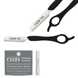 FACON 10 BLADES + PROFESSIONAL HAIR STYLING THINNING TEXURIZING CUTTING FEATHER RAZOR