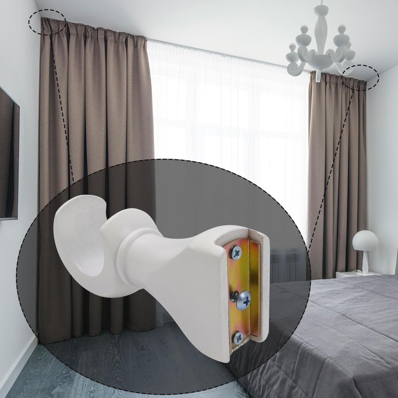 HEVSTIL 2-Pack Wood Curtain Rod Brackets,Return End Brackets for 1-2/5"