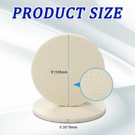 Lanties 10 Pcs 5 Inch Wool Polishing Pads, Wool Felt Buffing Wheels Polishing Pads Flocking Hook & Loop Back for Random Orbital Sander