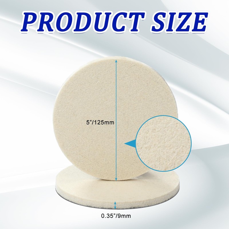 Lanties 10 Pcs 5 Inch Wool Polishing Pads, Wool Felt