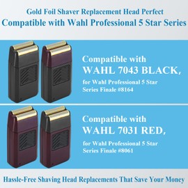 Replacement Foil & Cutter Bar Assembly Blade Heads for Wahl Professional 5 Start Series, Compatible with Shaver Model 7031-100 7043-100, High-Performance and Super Close Shaving, Red