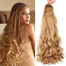 French Curl Crochet Hair 24Inch 8 Packs French Curls Braiding Hair Pre Stretched for Box Braids for Black Women (27#, 24Inch(Pack of 8))