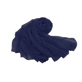 Flora Chiffon Bridal Bridesmaid Shawl Prom Wrap Draping Stole,90" L (Navy Blue)
