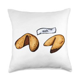 Chinese Fortune Cookie Funny Fortune Cookie Meh Meh Funny Quote from Fortune Cookie Throw Pillow, 18x18, Multicolor